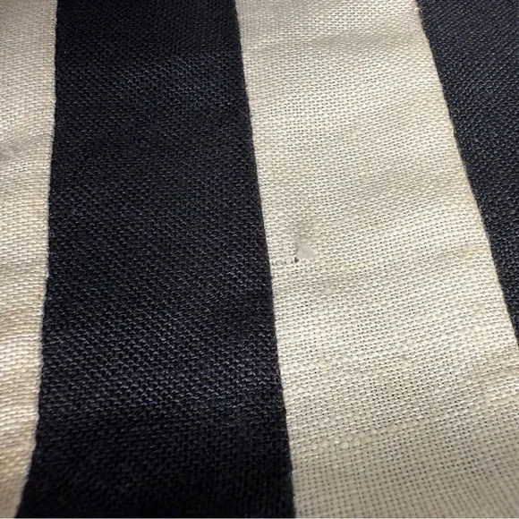 Joe 100% Linen Button Up Back Striped Black Top Large Neutral Luxury Summer - Picture 4 of 13